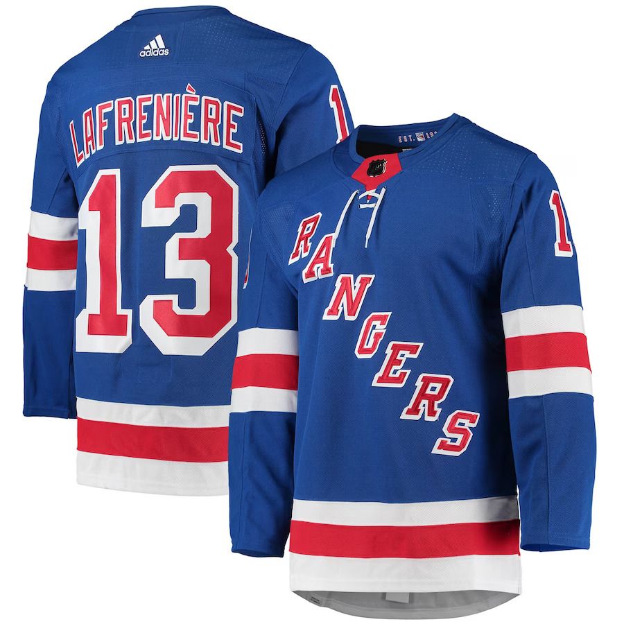 Men New York Rangers 13 Alexis Lafreniere adidas Blue Home Primegreen Authentic Pro Player NHL Jersey